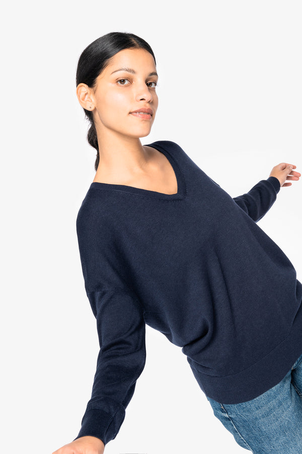 Ladies’  V-neck Jumper With Lyocell Tence - 250 g/m² - NS921