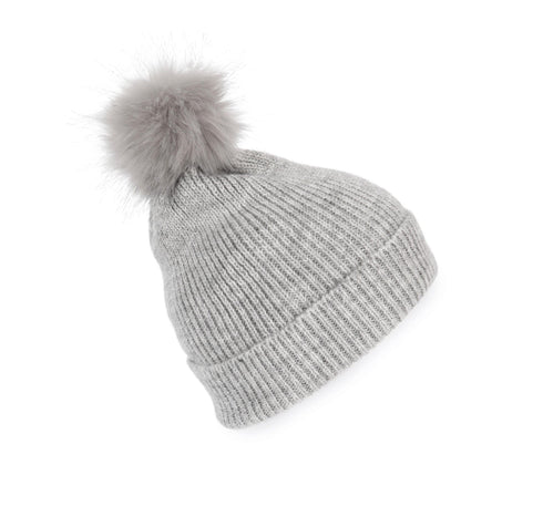Eco-Friendly Knitted Bobble Beanie made with Recycled Yarn - KP555