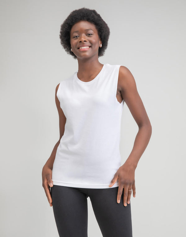 Camiseta sin mangas orgánica cruda para mujer - 14948